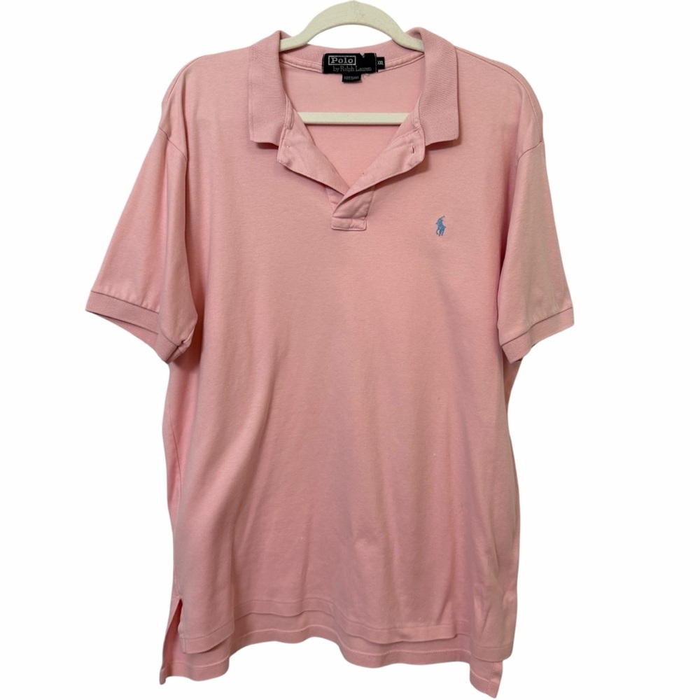 Vintage Polo Ralph Lauren Polo Shirt Mens 2XL Pink Made USA Pony Logo 90s